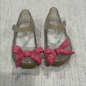 Mini Melissa Jelly Mary Janes with Pink Bows